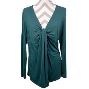 Simier Fariry Twist knot flowy tunic long sleeve teal green blue size 18